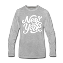 New York Long Sleeve T-Shirt - Hand Lettered Unisex New York Long Sleeve Shirt - heather gray