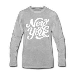 New York Long Sleeve T-Shirt - Hand Lettered Unisex New York Long Sleeve Shirt - heather gray