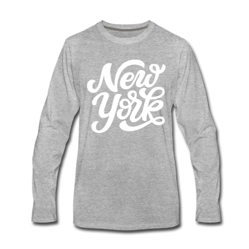 New York Long Sleeve T-Shirt - Hand Lettered Unisex New York Long Sleeve Shirt - heather gray