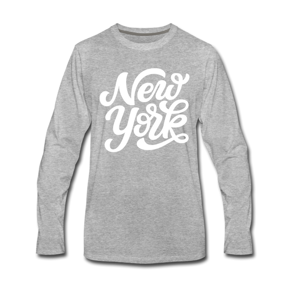 New York Long Sleeve T-Shirt - Hand Lettered Unisex New York Long Sleeve Shirt - heather gray