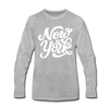 New York Long Sleeve T-Shirt - Hand Lettered Unisex New York Long Sleeve Shirt - heather gray