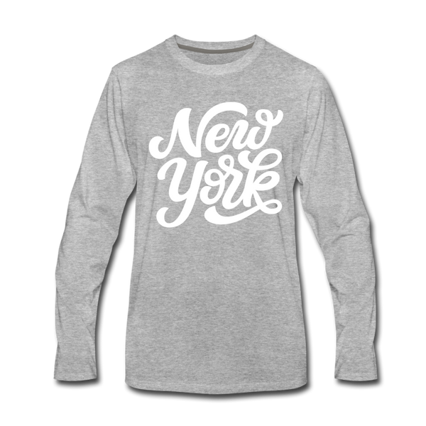 New York Long Sleeve T-Shirt - Hand Lettered Unisex New York Long Sleeve Shirt - heather gray