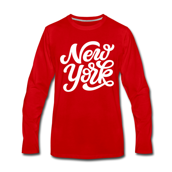 New York Long Sleeve T-Shirt - Hand Lettered Unisex New York Long Sleeve Shirt - red