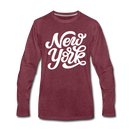 New York Long Sleeve T-Shirt - Hand Lettered Unisex New York Long Sleeve Shirt - heather burgundy