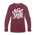 New York Long Sleeve T-Shirt - Hand Lettered Unisex New York Long Sleeve Shirt - heather burgundy