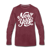 New York Long Sleeve T-Shirt - Hand Lettered Unisex New York Long Sleeve Shirt - heather burgundy