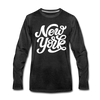 New York Long Sleeve T-Shirt - Hand Lettered Unisex New York Long Sleeve Shirt - charcoal gray