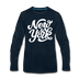 New York Long Sleeve T-Shirt - Hand Lettered Unisex New York Long Sleeve Shirt - deep navy