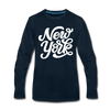 New York Long Sleeve T-Shirt - Hand Lettered Unisex New York Long Sleeve Shirt - deep navy