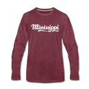Mississippi Long Sleeve T-Shirt - Hand Lettered Unisex Mississippi Long Sleeve Shirt - heather burgundy