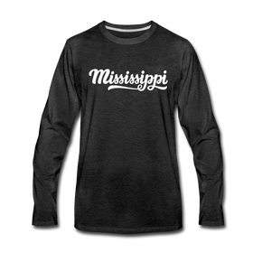 Mississippi Long Sleeve T-Shirt - Hand Lettered Unisex Mississippi Long Sleeve Shirt - charcoal gray