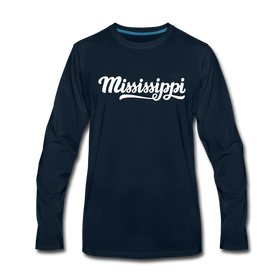 Mississippi Long Sleeve T-Shirt - Hand Lettered Unisex Mississippi Long Sleeve Shirt - deep navy