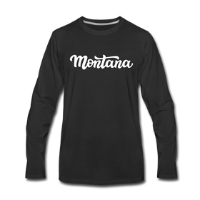 Montana Long Sleeve T-Shirt - Hand Lettered Unisex Montana Long Sleeve Shirt - black
