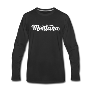 Montana Long Sleeve T-Shirt - Hand Lettered Unisex Montana Long Sleeve Shirt - black