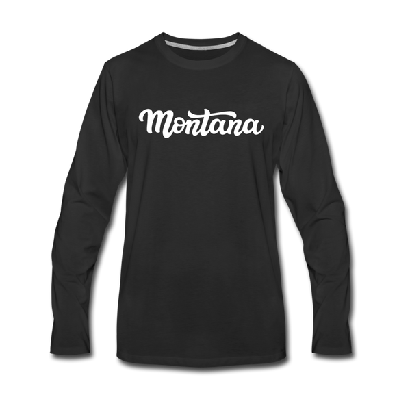 Montana Long Sleeve T-Shirt - Hand Lettered Unisex Montana Long Sleeve Shirt - black