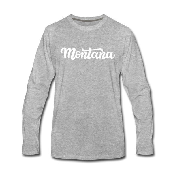 Montana Long Sleeve T-Shirt - Hand Lettered Unisex Montana Long Sleeve Shirt - heather gray