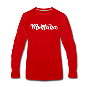 Montana Long Sleeve T-Shirt - Hand Lettered Unisex Montana Long Sleeve Shirt - red