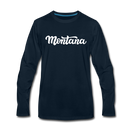 Montana Long Sleeve T-Shirt - Hand Lettered Unisex Montana Long Sleeve Shirt - deep navy