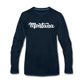 Montana Long Sleeve T-Shirt - Hand Lettered Unisex Montana Long Sleeve Shirt - deep navy