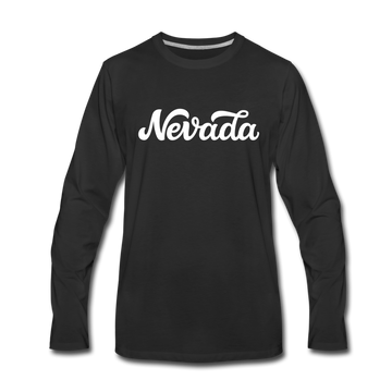 Nevada Long Sleeve T-Shirt - Hand Lettered Unisex Nevada Long Sleeve Shirt - black