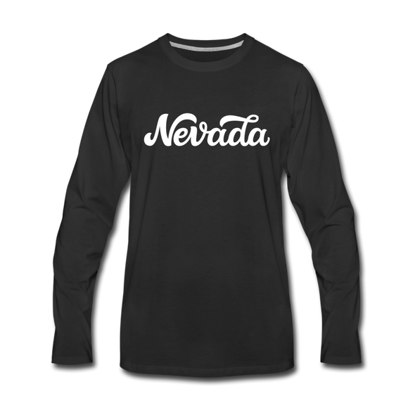 Nevada Long Sleeve T-Shirt - Hand Lettered Unisex Nevada Long Sleeve Shirt - black