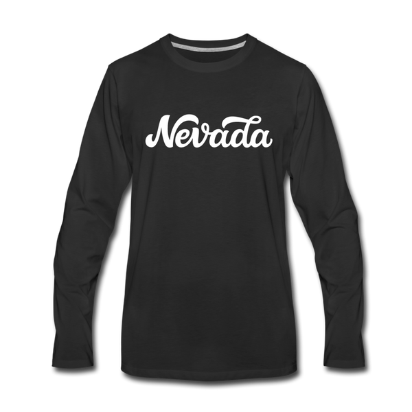 Nevada Long Sleeve T-Shirt - Hand Lettered Unisex Nevada Long Sleeve Shirt - black