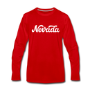 Nevada Long Sleeve T-Shirt - Hand Lettered Unisex Nevada Long Sleeve Shirt - red