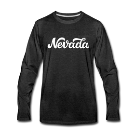 Nevada Long Sleeve T-Shirt - Hand Lettered Unisex Nevada Long Sleeve Shirt - charcoal gray