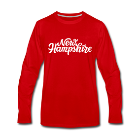 New Hampshire Long Sleeve T-Shirt - Hand Lettered Unisex New Hampshire Long Sleeve Shirt - red