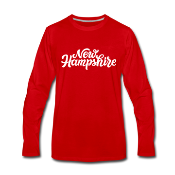 New Hampshire Long Sleeve T-Shirt - Hand Lettered Unisex New Hampshire Long Sleeve Shirt - red