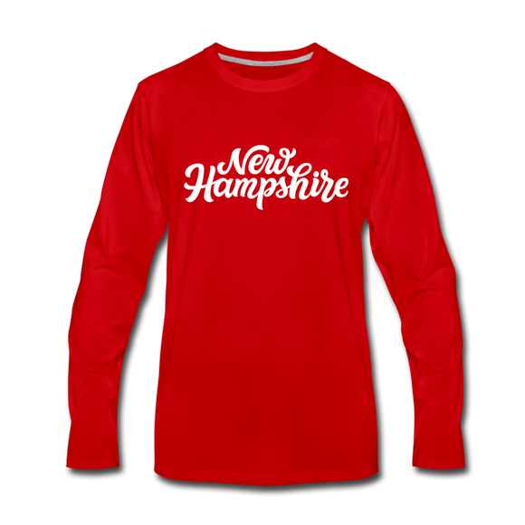 New Hampshire Long Sleeve T-Shirt - Hand Lettered Unisex New Hampshire Long Sleeve Shirt - red