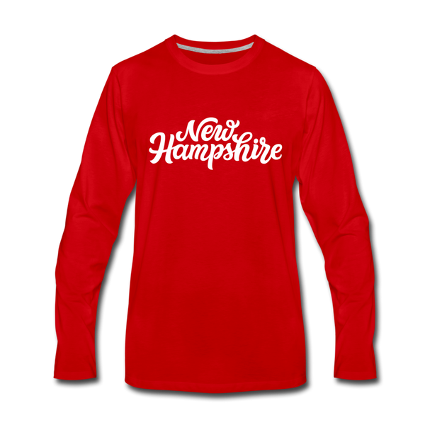 New Hampshire Long Sleeve T-Shirt - Hand Lettered Unisex New Hampshire Long Sleeve Shirt - red