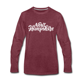 New Hampshire Long Sleeve T-Shirt - Hand Lettered Unisex New Hampshire Long Sleeve Shirt - heather burgundy