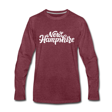 New Hampshire Long Sleeve T-Shirt - Hand Lettered Unisex New Hampshire Long Sleeve Shirt - heather burgundy