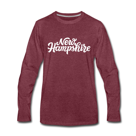 New Hampshire Long Sleeve T-Shirt - Hand Lettered Unisex New Hampshire Long Sleeve Shirt - heather burgundy
