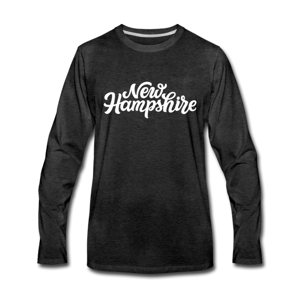 New Hampshire Long Sleeve T-Shirt - Hand Lettered Unisex New Hampshire Long Sleeve Shirt - charcoal gray
