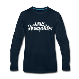 New Hampshire Long Sleeve T-Shirt - Hand Lettered Unisex New Hampshire Long Sleeve Shirt - deep navy