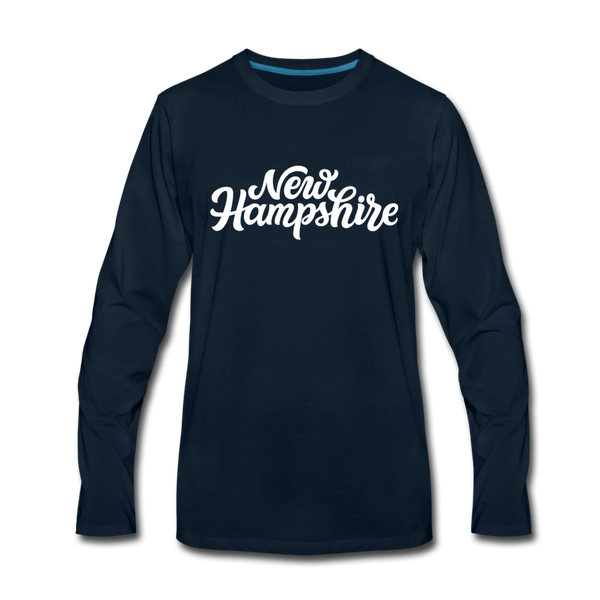 New Hampshire Long Sleeve T-Shirt - Hand Lettered Unisex New Hampshire Long Sleeve Shirt - deep navy