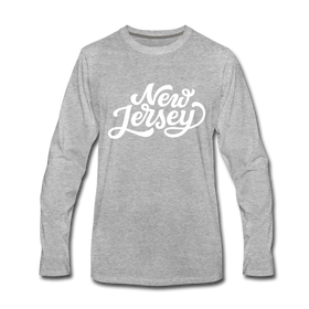 New Jersey Long Sleeve T-Shirt - Hand Lettered Unisex New Jersey Long Sleeve Shirt - heather gray