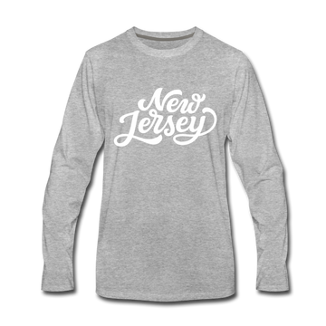 New Jersey Long Sleeve T-Shirt - Hand Lettered Unisex New Jersey Long Sleeve Shirt - heather gray