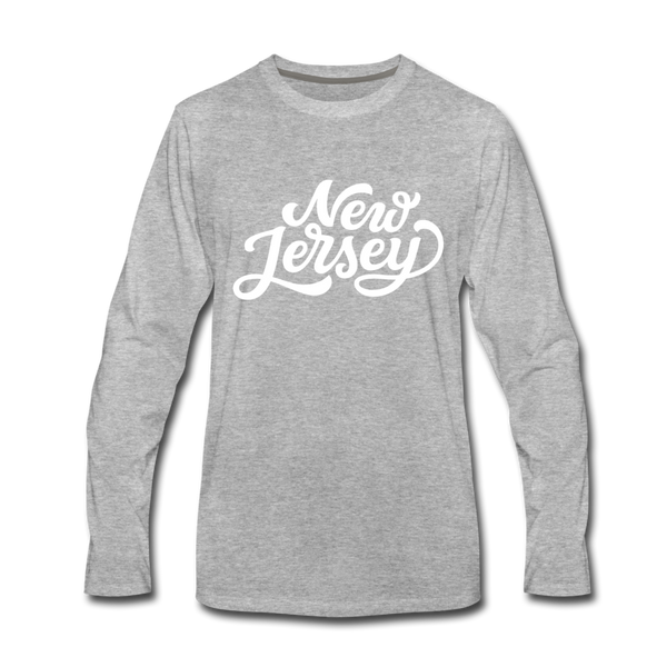 New Jersey Long Sleeve T-Shirt - Hand Lettered Unisex New Jersey Long Sleeve Shirt - heather gray