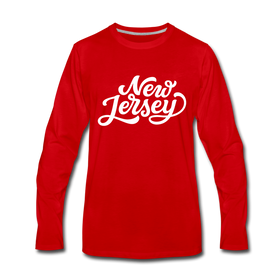 New Jersey Long Sleeve T-Shirt - Hand Lettered Unisex New Jersey Long Sleeve Shirt - red
