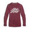 New Jersey Long Sleeve T-Shirt - Hand Lettered Unisex New Jersey Long Sleeve Shirt - heather burgundy