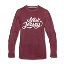 New Jersey Long Sleeve T-Shirt - Hand Lettered Unisex New Jersey Long Sleeve Shirt - heather burgundy