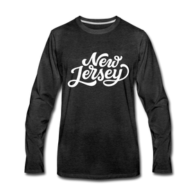 New Jersey Long Sleeve T-Shirt - Hand Lettered Unisex New Jersey Long Sleeve Shirt - charcoal gray