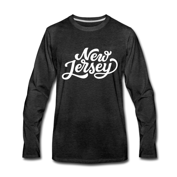 New Jersey Long Sleeve T-Shirt - Hand Lettered Unisex New Jersey Long Sleeve Shirt - charcoal gray