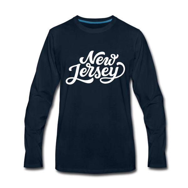 New Jersey Long Sleeve T-Shirt - Hand Lettered Unisex New Jersey Long Sleeve Shirt - deep navy