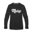 Maine Long Sleeve T-Shirt - Hand Lettered Unisex Maine Long Sleeve Shirt - black