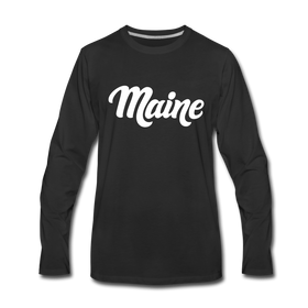 Maine Long Sleeve T-Shirt - Hand Lettered Unisex Maine Long Sleeve Shirt - black