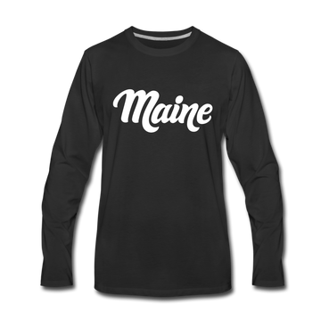 Maine Long Sleeve T-Shirt - Hand Lettered Unisex Maine Long Sleeve Shirt - black